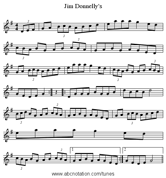 Jim Donnelly's - staff notation