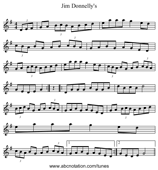 Jim Donnelly's - staff notation