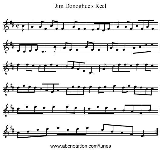 Jim Donoghue's Reel - staff notation