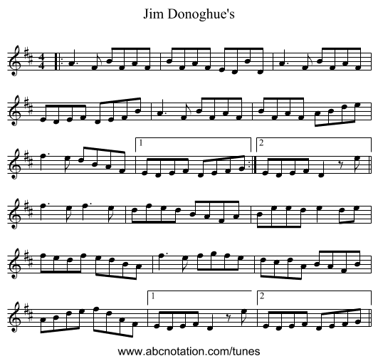 Jim Donoghue's - staff notation