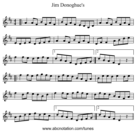 Jim Donoghue's - staff notation