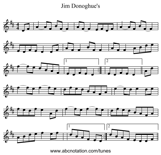 Jim Donoghue's - staff notation