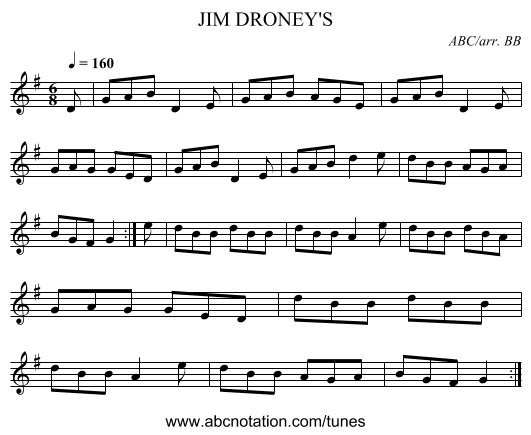 JIM DRONEY'S - staff notation