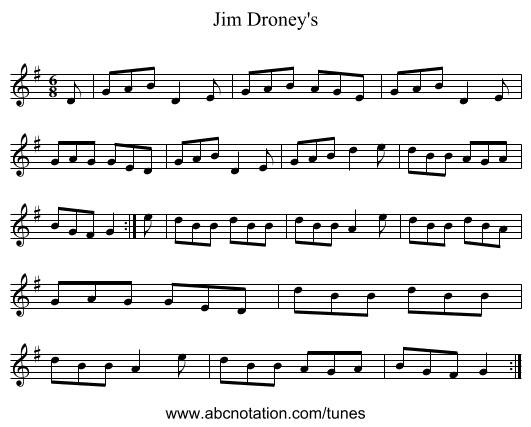 Jim Droney's - staff notation