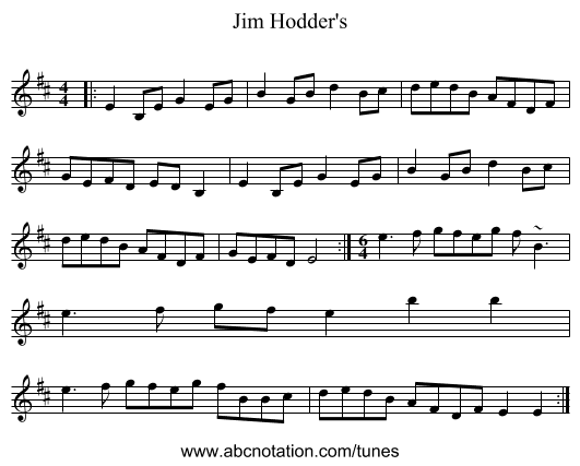 Jim Hodder's - staff notation