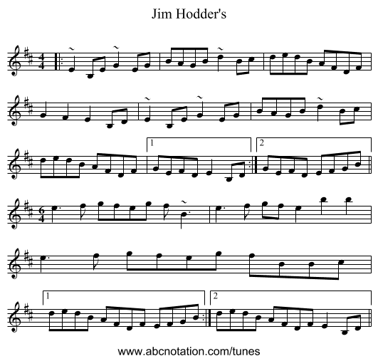 Jim Hodder's - staff notation