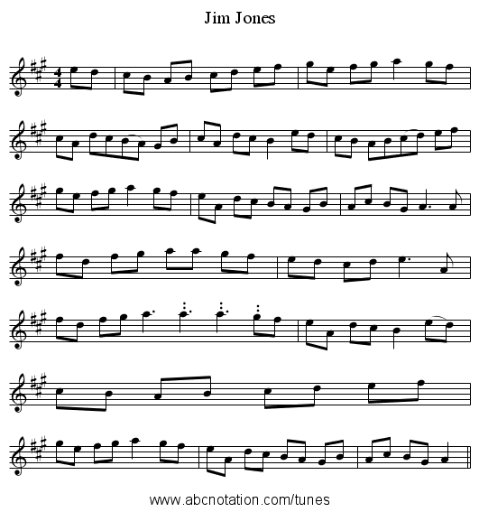 Jim Jones - staff notation