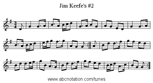 Jim Keefe's #2 - staff notation