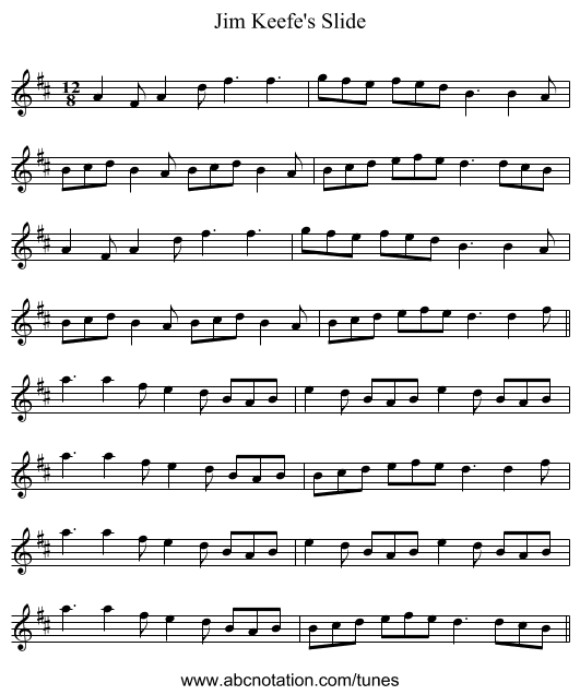 Jim Keefe's Slide - staff notation