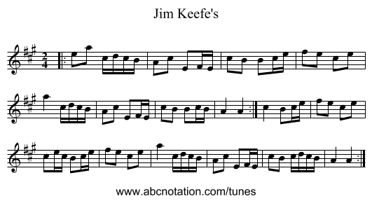 Jim Keefe's - staff notation