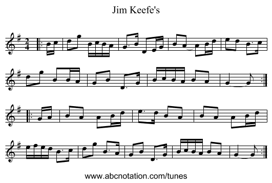 Jim Keefe's - staff notation