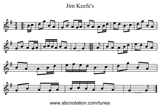 Jim Keefe's - staff notation