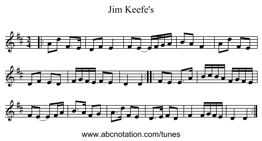 Jim Keefe's - staff notation