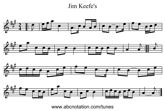 Jim Keefe's - staff notation