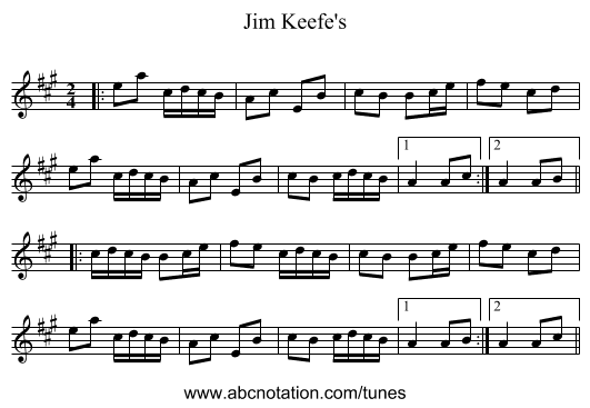 Jim Keefe's - staff notation