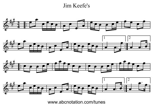 Jim Keefe's - staff notation