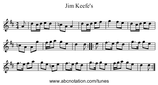 Jim Keefe's - staff notation
