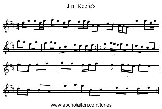 Jim Keefe's - staff notation