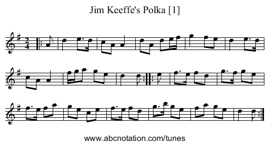 Jim Keeffe's Polka [1] - staff notation
