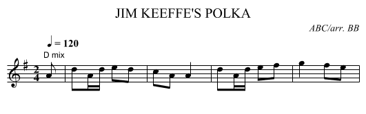 JIM KEEFFE'S POLKA - staff notation