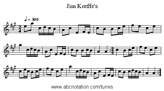 Jim Keeffe's - staff notation