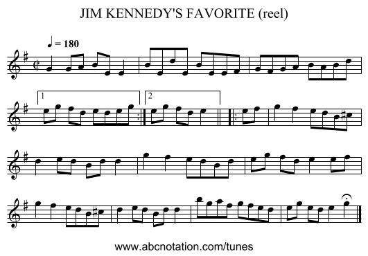 JIM KENNEDY'S FAVORITE (reel) - staff notation