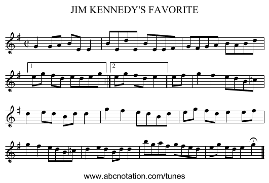 JIM KENNEDY'S FAVORITE - staff notation