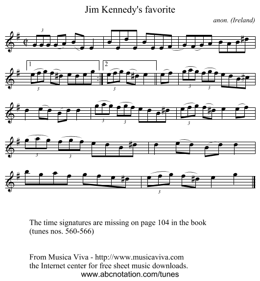 Jim Kennedy's favorite - staff notation
