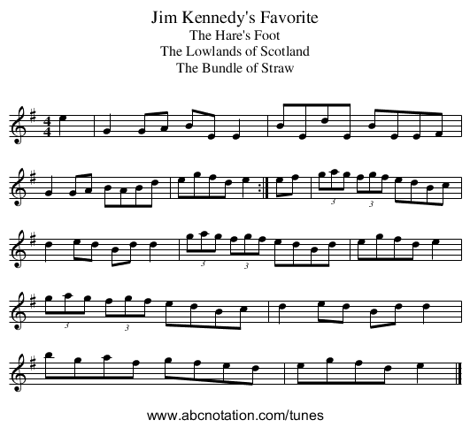 Jim Kennedy's Favorite - staff notation