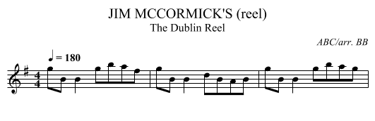 JIM MCCORMICK'S (reel) - staff notation