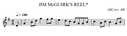 JIM McGUIRK'S REEL* - staff notation