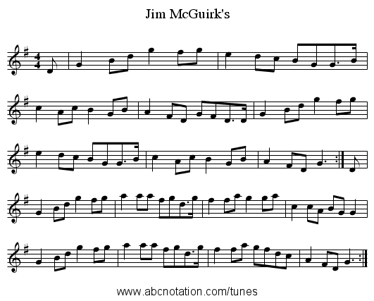 Jim McGuirk's - staff notation