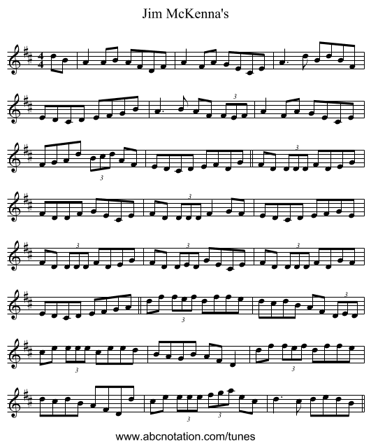 Jim McKenna's - staff notation