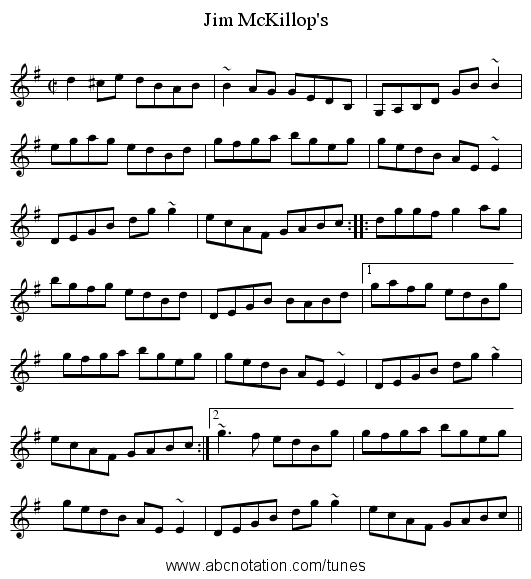 Jim McKillop's - staff notation