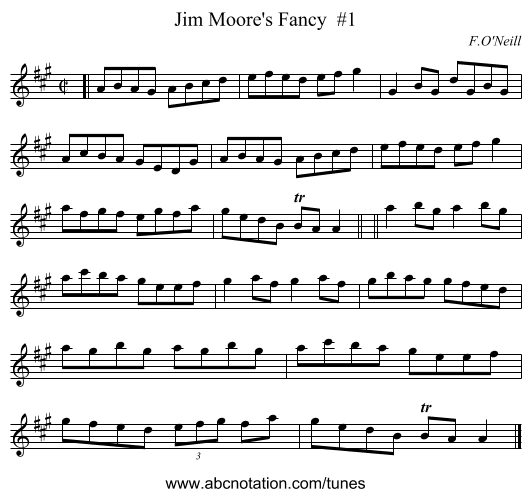 Jim Moore's Fancy  #1 - staff notation