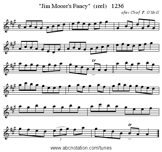 Jim Moore's Fancy  (reel)   1236 - staff notation