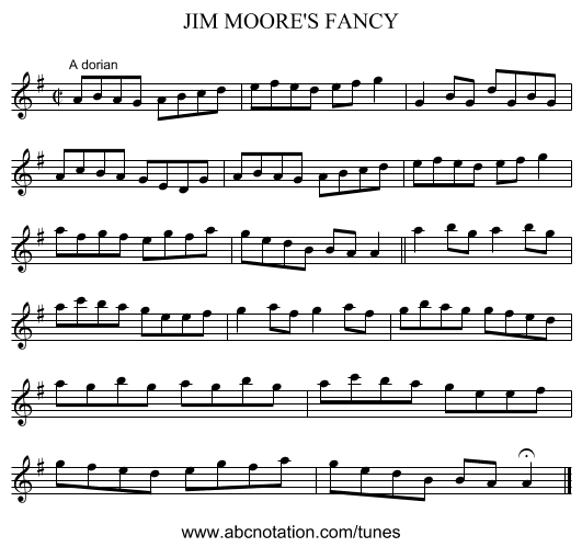 JIM MOORE'S FANCY - staff notation