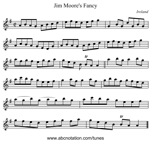 Jim Moore's Fancy - staff notation