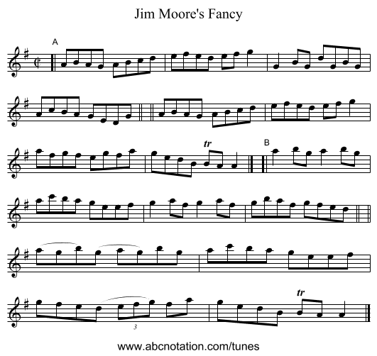 Jim Moore's Fancy - staff notation