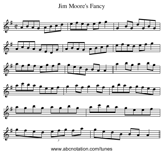 Jim Moore's Fancy - staff notation