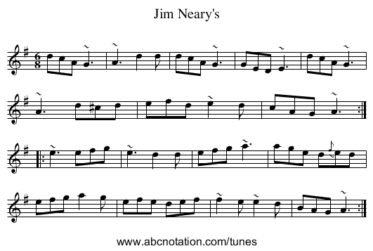 Jim Neary's - staff notation