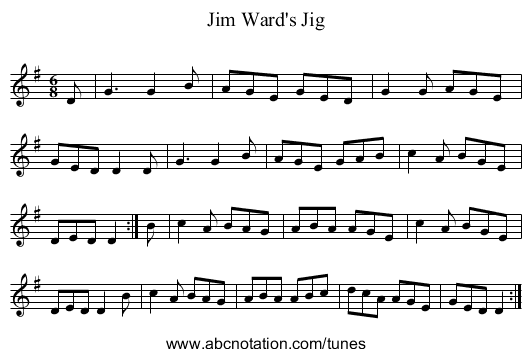 Jim Ward's Jig - staff notation