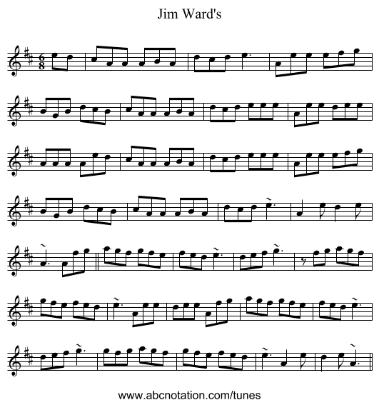 Jim Ward's - staff notation