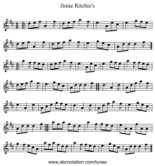 Jimie Ritchie's - staff notation