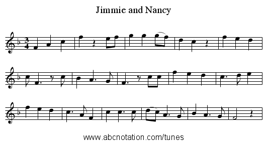 Jimmie and Nancy - staff notation