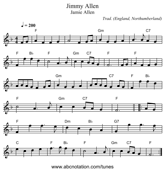 Jimmy Allen - staff notation
