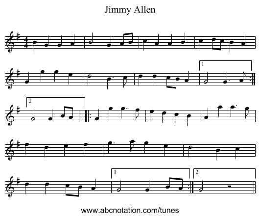 Jimmy Allen - staff notation