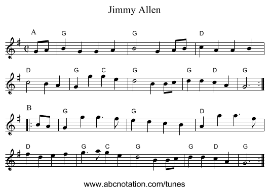 Jimmy Allen - staff notation