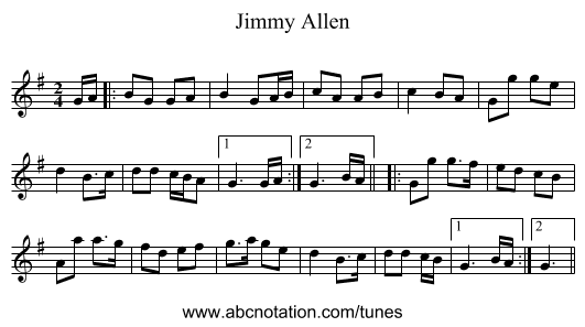 Jimmy Allen - staff notation