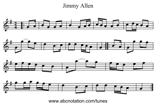 Jimmy Allen - staff notation